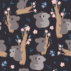 Seamless pattern with cute animal faces Royalty Free Vector