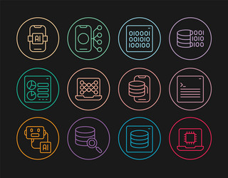 set line processor cpu web developer programming vector image