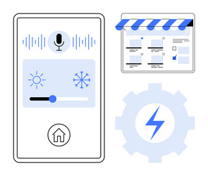 smart home control interface with voice command vector image