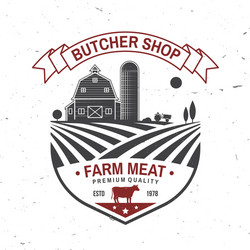 Butcher shop badge or label with cow beef farm vector