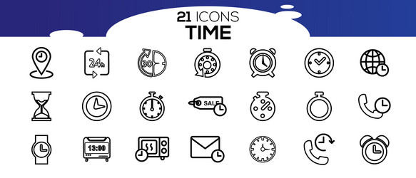 simple set of time related line icons vector image