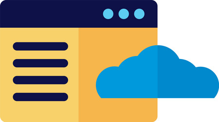 cloud computing with webpage template flat style vector