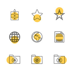 files folders globe world stars eps icons set vector image
