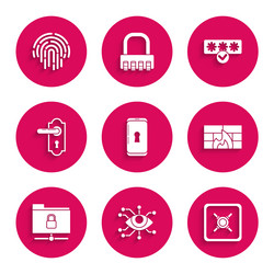 set smartphone with lock eye scan safe firewall vector image
