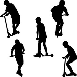 Boy on Scooter Silhouette Vector Image