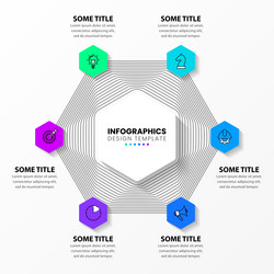 infographic template abstract hexagon with lines vector