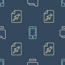 set line document folder note paper with push vector image