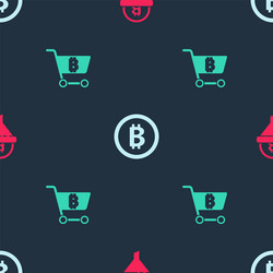 set sales funnel with bitcoin vector image