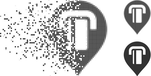 atm map marker disintegrating pixel icon vector image