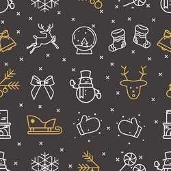 Black seamless pattern from new year icons vector