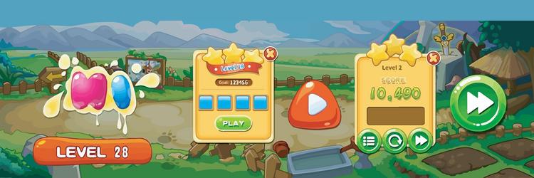 complete set of level button game ui pop-up icon vector image