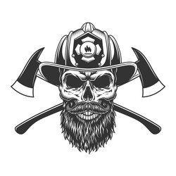 Fireman Skull with Crossed Axes Vector Image
