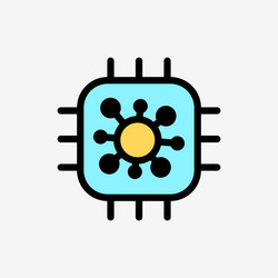 icon line color cpu chip micro processor vector image