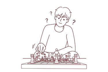 Man playing chess feel frustrated vector