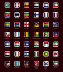 Set of buttons with flags vector