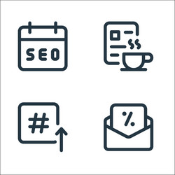 Web apps seo line icons linear set quality vector