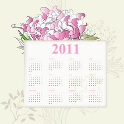 Floral Calendar 2011 Vector Image