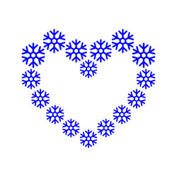 Frame border snowflake lined up in a heart shape vector