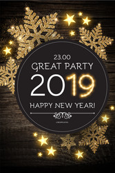 Happy new 2019 year poster template with shining vector