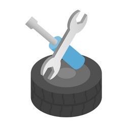 repair wheels isometric 3d icon Vector Image