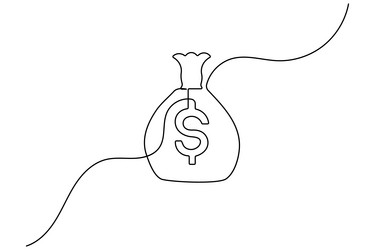 dollar icon continuous one line drawing of isolate vector image