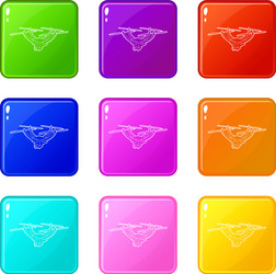 Drone with camera icons set 9 color collection vector