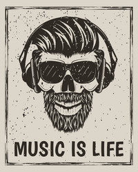 music is life grunge design with hipster Vector Image