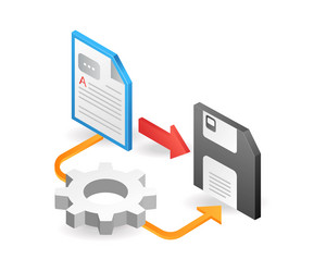 process of saving data on disk vector image