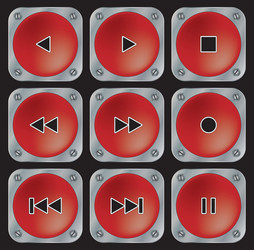red navigation buttons for multimedia vector image