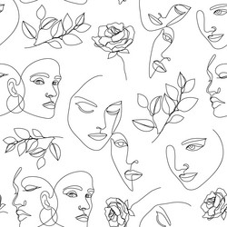 Seamless pattern continuous line art vector