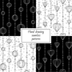 set hand drawing patterns with threads vector image