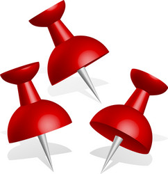 detailed 3d push pins thumbtacks in red vector