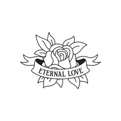 Eternal Love Rose Tattoo Template Vector Image