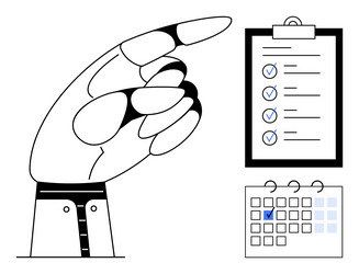 hand pointing at checklist and marked calendar vector image