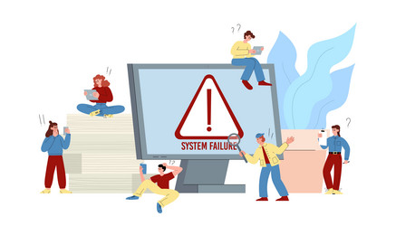 operating system failure or error banner flat vector