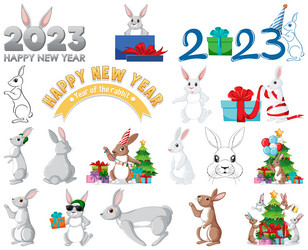 set of 2023 new year element icon vector image