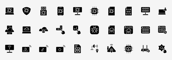 icon set tech information include coding vector image