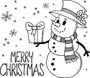 Merry Snowman Christmas Artwork Vector Image
