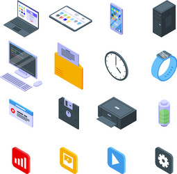 operating system icons set isometric style vector image
