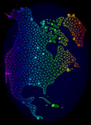 polygonal network rainbow mesh map of north vector image