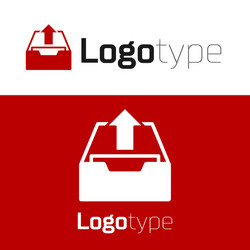 red upload inbox icon isolated on white background vector image