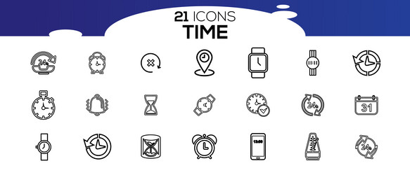 simple set of time related line icons vector image