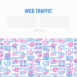web traffic concept with thin line icons vector image