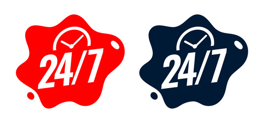 24 hours all day customer service label design vector image