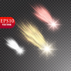 a bright comet with falling star glow light vector image