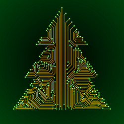 Abstract technology christmas tree circuit board vector