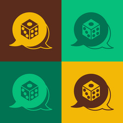 pop art game dice icon isolated on color vector image