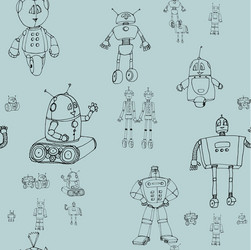 robot doodles pattern vector image