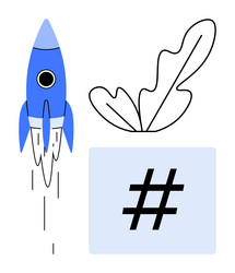 rocket launch with abstract leaf design vector image