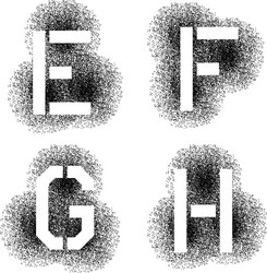 Stencil angular spray font letters e f g h vector